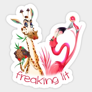 Party Time Freaking Lit Giraffe and Flamingo Sticker